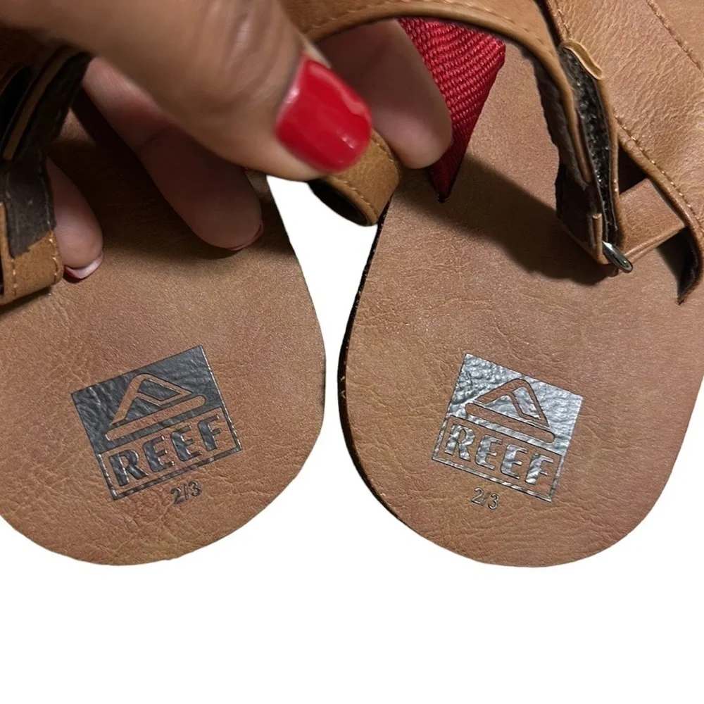 Reef Boys' Grom Crossover Sandal, Brown/Red Size 2/3